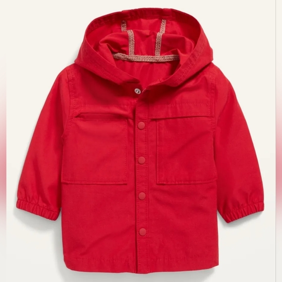 Old Navy Red Rain Coat Jacket Unisex 3-6M - Picture 1 of 6